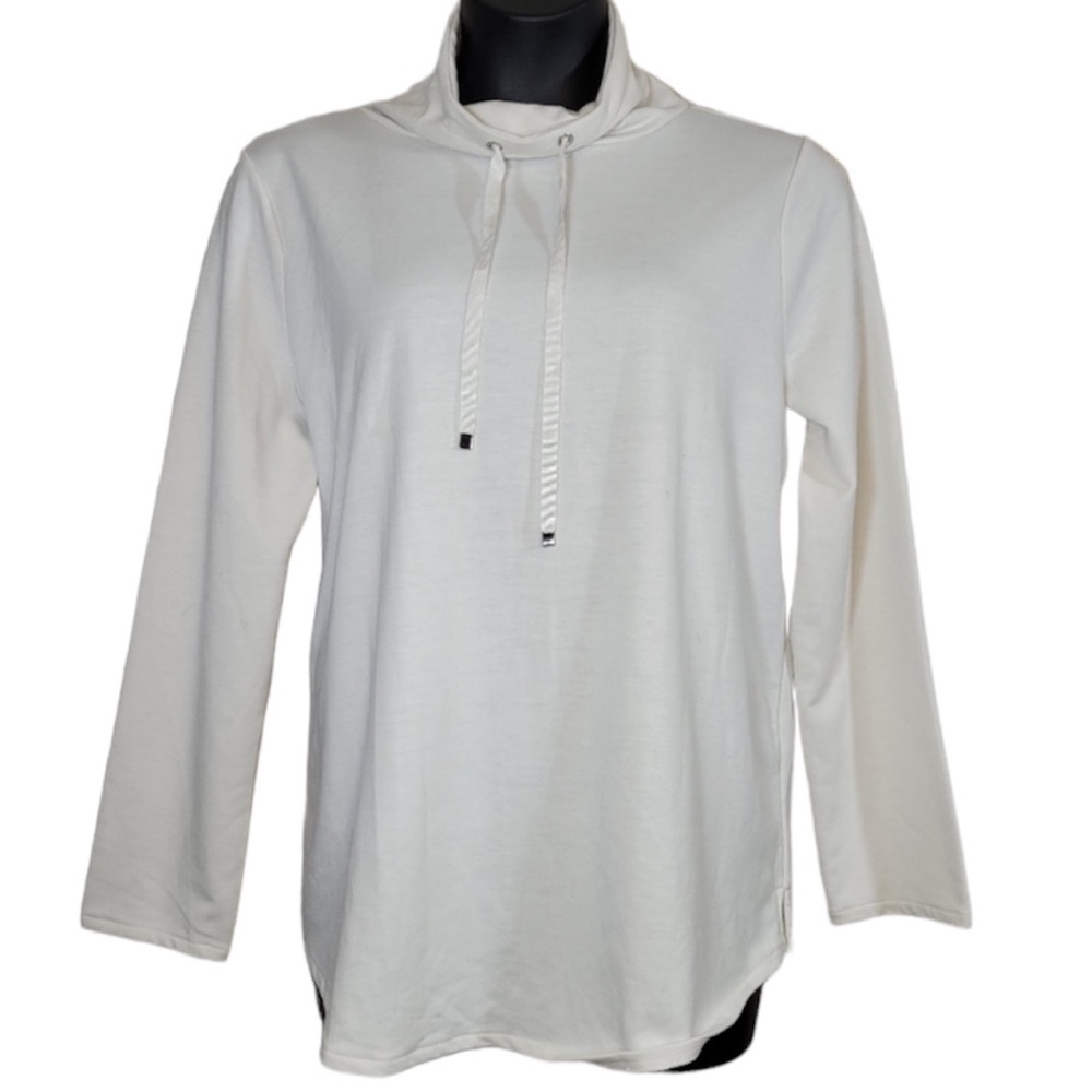 Ann Taylor Tunic Top in Off White w/Funnel Neckline Sweatshirt Material Sz XL